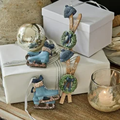 Christbaumschmuck^LOBERON Anhänger 4er Set Papeta blau