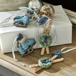 Christbaumschmuck^LOBERON Anhänger 4er Set Papeta blau