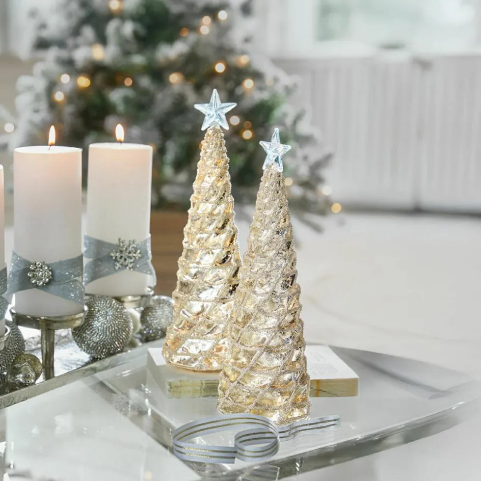 Beleuchtete Weihnachtsdeko^LOBERON Deko-Baum 2er Set Glitter