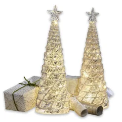 Beleuchtete Weihnachtsdeko^LOBERON Deko-Baum 2er Set Glitter