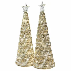 Beleuchtete Weihnachtsdeko^LOBERON Deko-Baum 2er Set Glitter
