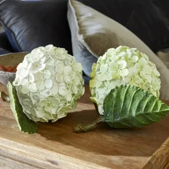 Kunst- & Trockenblumen|Dekoration^LOBERON Dekoblume 2er Set Hortensie grün/weiß