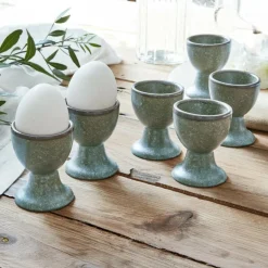 Geschirr|Geschirr^LOBERON Eierbecher 6er Set Biarré türkis/braun