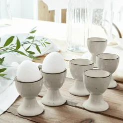 Geschirr|Geschirr^LOBERON Eierbecher 6er Set Biarré grau