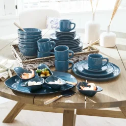 Geschirr|Geschirr^LOBERON Geschirr 30er Set Biarré blau