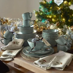 Geschirr|Geschirr^LOBERON Geschirr 30er Set Biarré türkis/braun