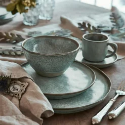 Geschirr|Geschirr^LOBERON Geschirr 30er Set Biarré türkis/braun