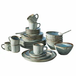 Geschirr|Geschirr^LOBERON Geschirr 30er Set Biarré türkis/braun