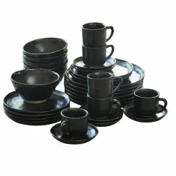 Geschirr|Geschirr^LOBERON Geschirr 30er Set Biarré schwarz