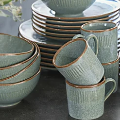 Geschirr|Geschirr^LOBERON Geschirr 30er Set Périers türkis/braun