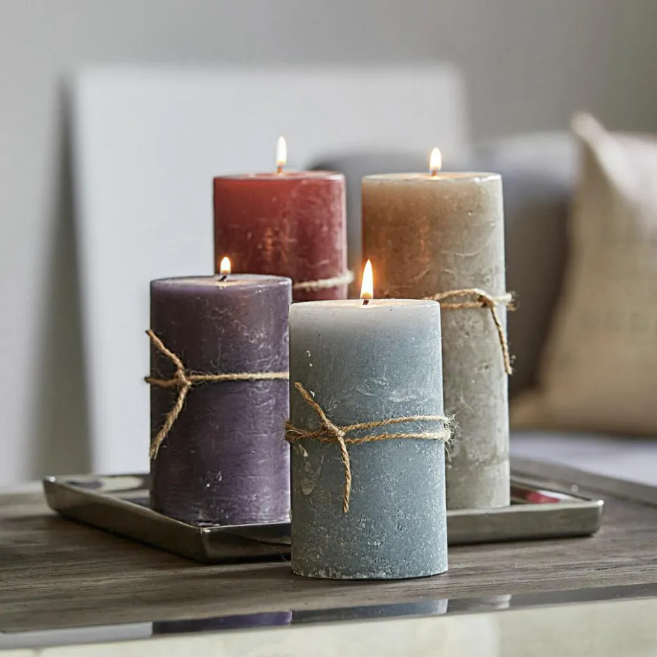 Kerzen|Kerzenhalter^LOBERON Kerze 4er Set Berekua grau/taupe/lila