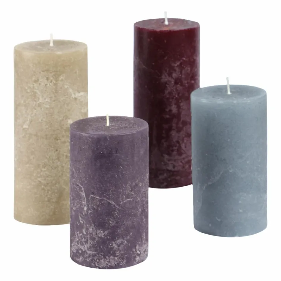 Kerzen|Kerzenhalter^LOBERON Kerze 4er Set Berekua grau/taupe/lila
