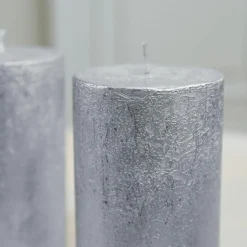 Kerzen|Kerzenhalter^LOBERON Kerze 4er Set Braga silber