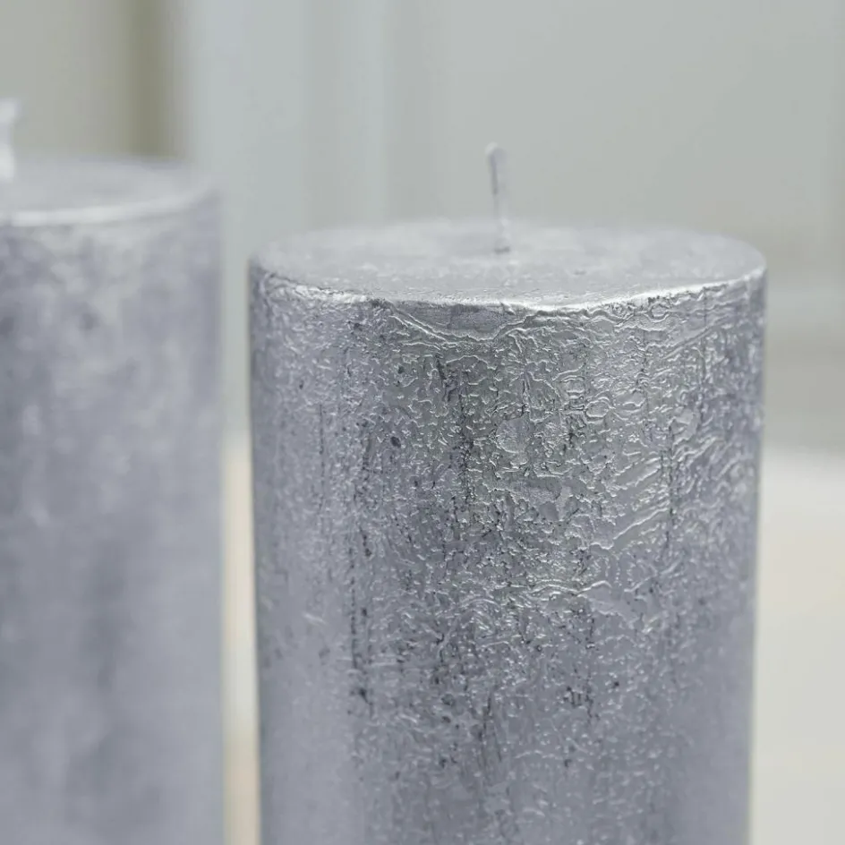 Kerzen|Kerzenhalter^LOBERON Kerze 4er Set Braga silber