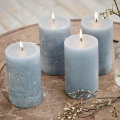 Kerzen|Kerzenhalter^LOBERON Kerze 4er Set Braga graublau