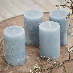 Kerzen|Kerzenhalter^LOBERON Kerze 4er Set Braga graublau