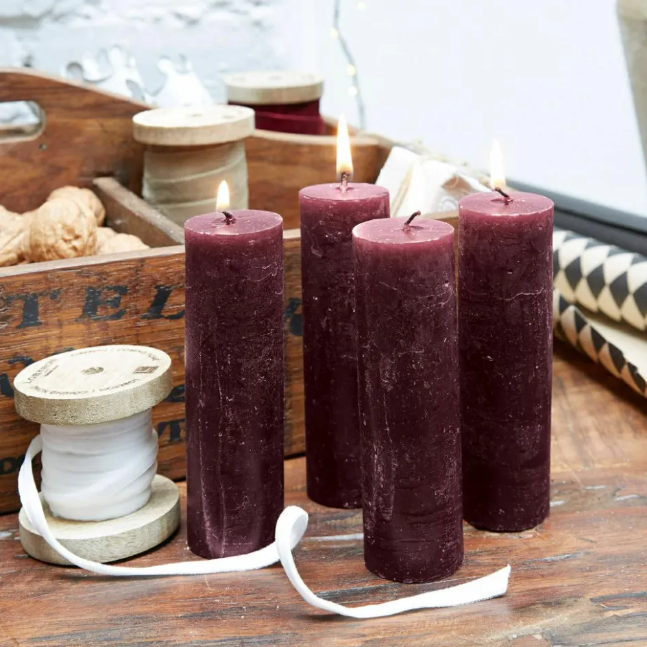 Kerzen|Kerzenhalter^LOBERON Kerze 4er Set Muriel bordeaux