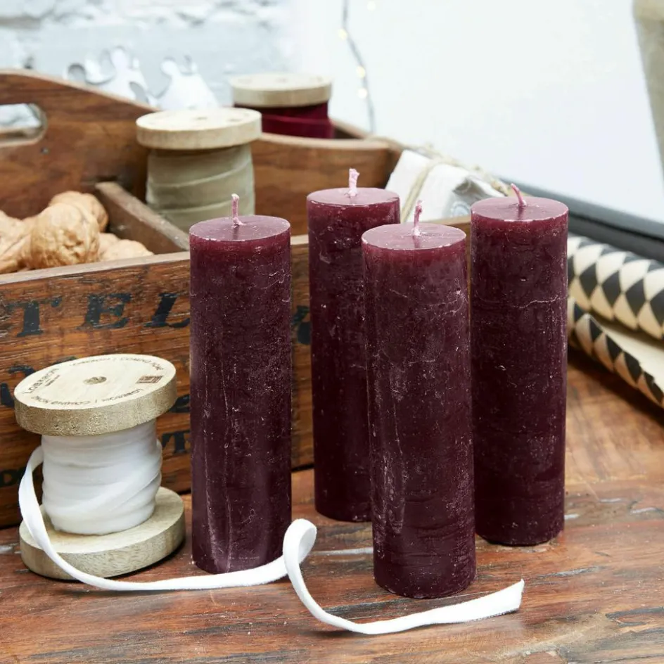 Kerzen|Kerzenhalter^LOBERON Kerze 4er Set Muriel bordeaux