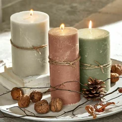 Kerzen|Kerzenhalter^LOBERON Kerze 3er Set Salis orange/grün