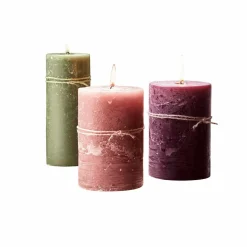 Kerzen|Kerzenhalter^LOBERON Kerze 3er Set Salis rosa/grün