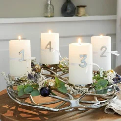 Kerzenständer|Adventskranz^LOBERON Kerzenkranz Coldfield silber