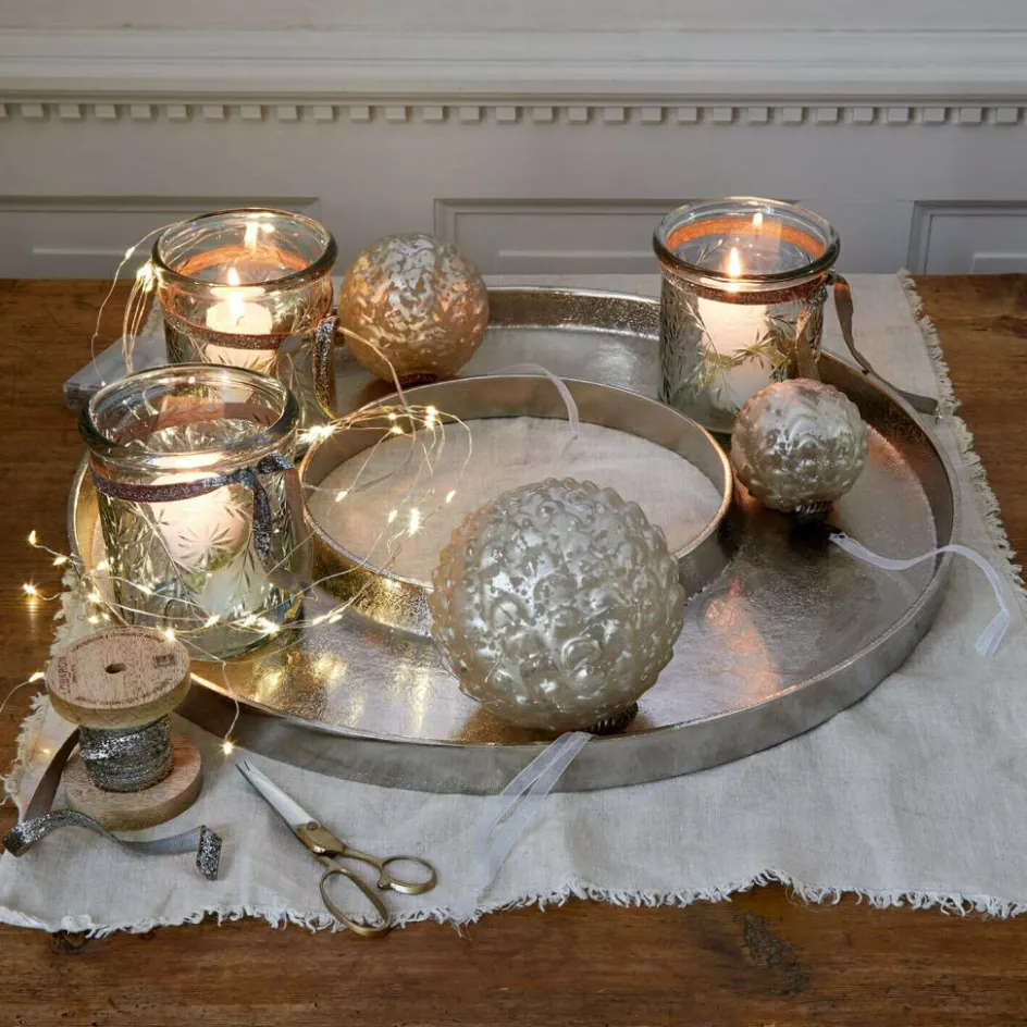 Weihnachtstischdeko|Windlichter, Kerzenständer & Laternen^LOBERON Kerzentablett Velarosas silber