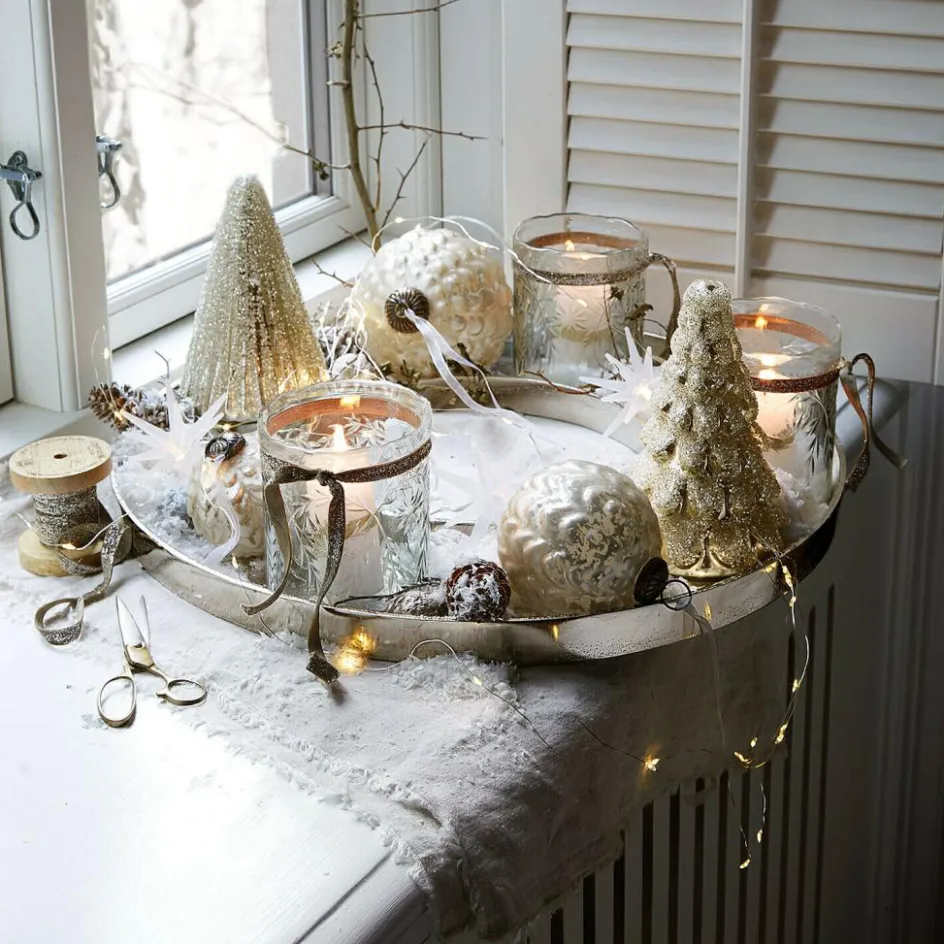 Weihnachtstischdeko|Windlichter, Kerzenständer & Laternen^LOBERON Kerzentablett Velarosas silber