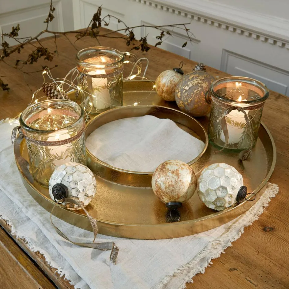 Weihnachtstischdeko|Windlichter, Kerzenständer & Laternen^LOBERON Kerzentablett Velarosas gold