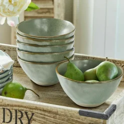 Geschirr|Geschirr^LOBERON Schüssel 6er Set Biarré türkis/braun