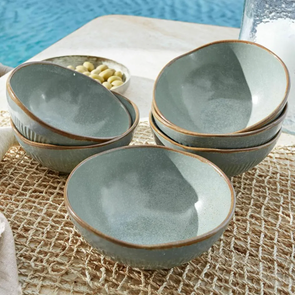 Geschirr|Geschirr^LOBERON Schüssel 6er Set Périers türkis/braun