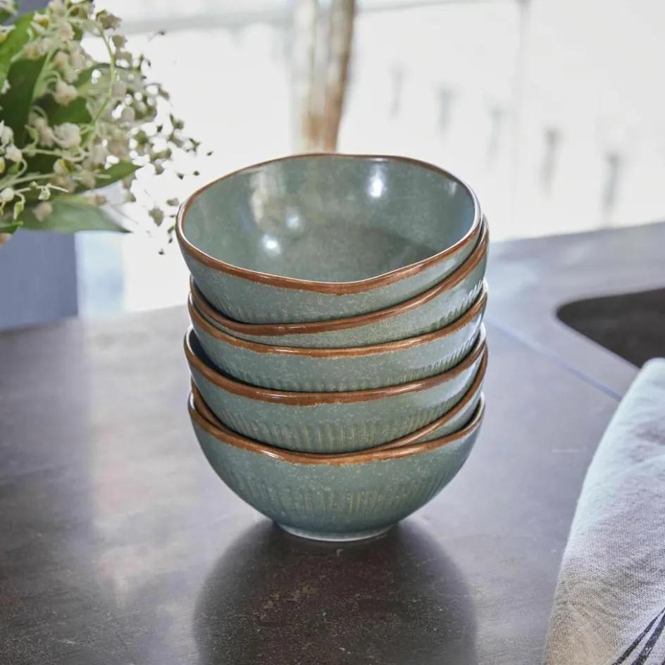 Geschirr|Geschirr^LOBERON Schüssel 6er Set Périers türkis/braun