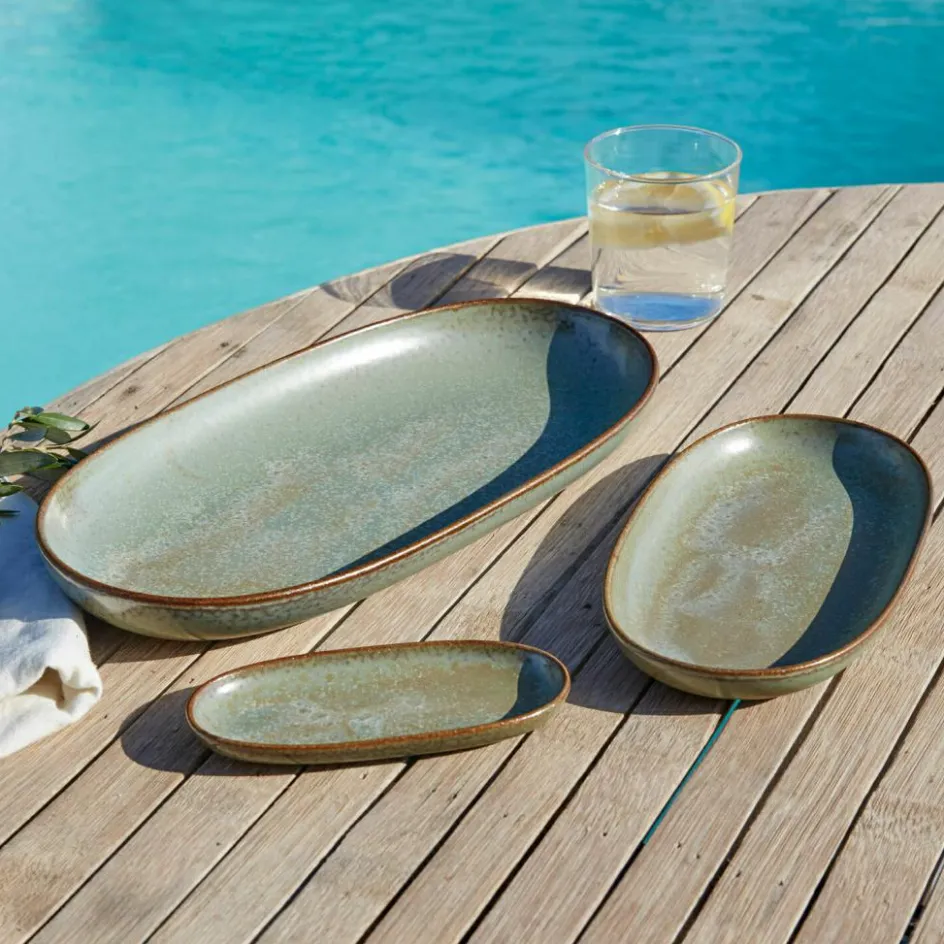 Geschirr|Geschirr^LOBERON Servierplatte 3er Set Biarré türkis/braun