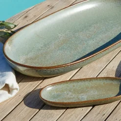 Geschirr|Geschirr^LOBERON Servierplatte 3er Set Biarré türkis/braun