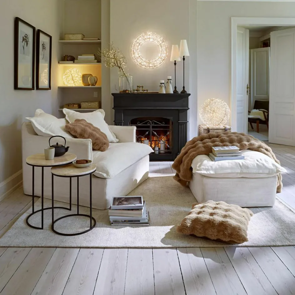 Sessel|Sessel^LOBERON Sessel mit Hocker Avignon creme