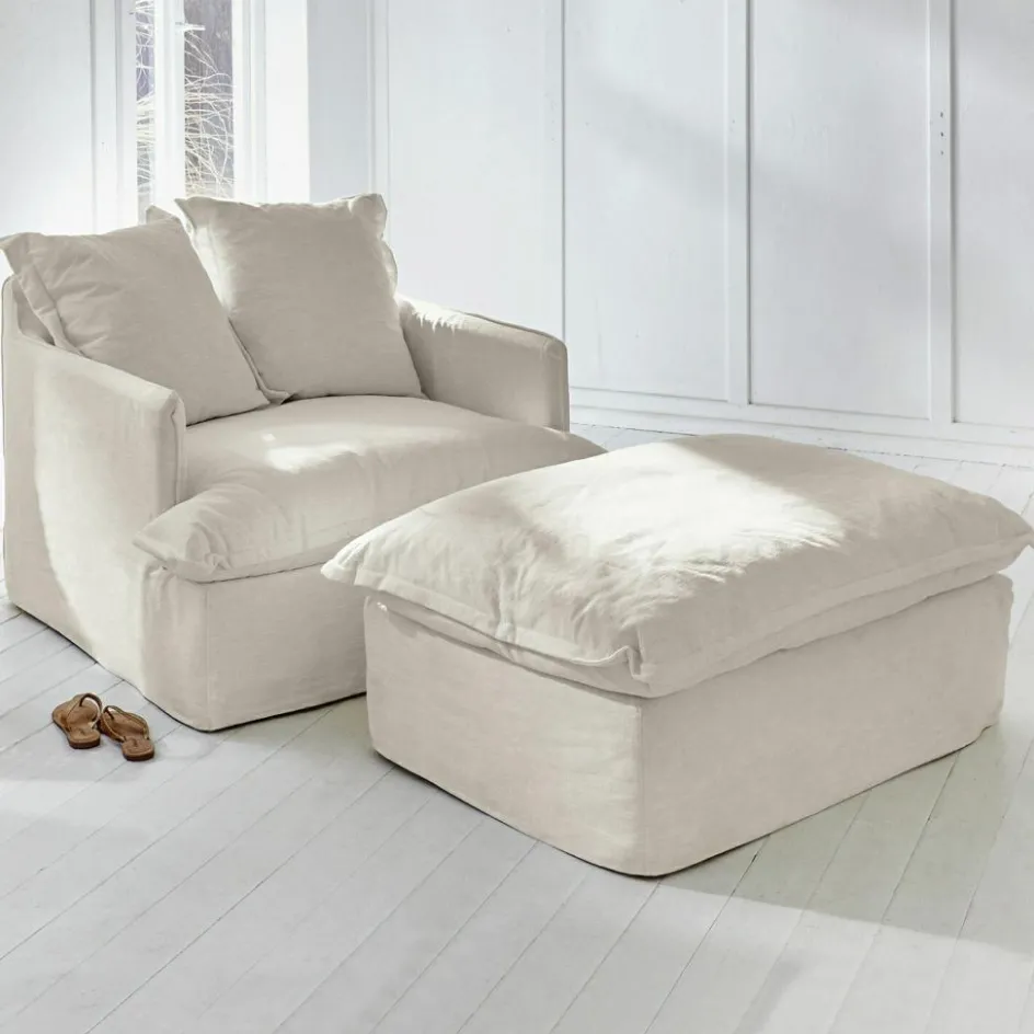 Sessel|Sessel^LOBERON Sessel mit Hocker Avignon creme