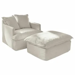 Sessel|Sessel^LOBERON Sessel mit Hocker Avignon creme