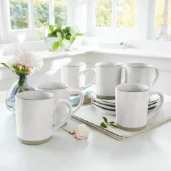 Geschirr|Geschirr^LOBERON Tasse 6er Set Biarré weiß