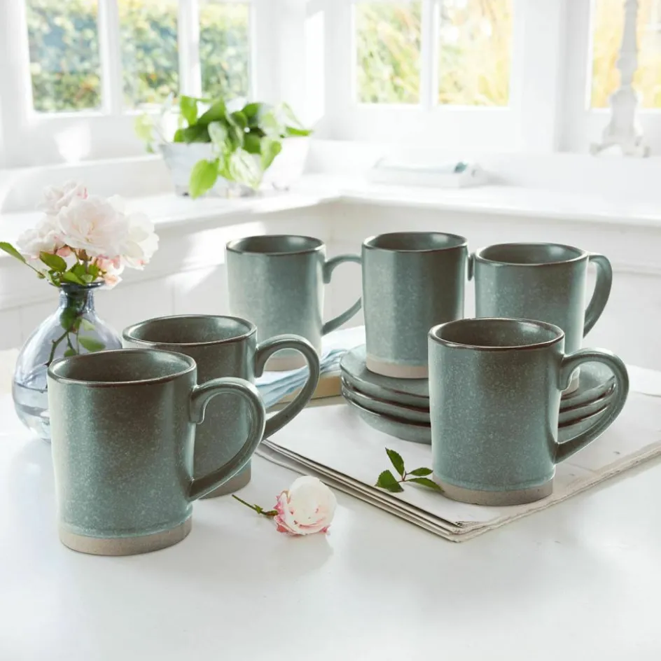 Geschirr|Geschirr^LOBERON Tasse 6er Set Biarré türkis/braun