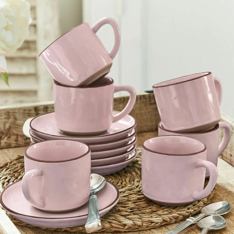 Geschirr|Geschirr^LOBERON Tasse mit Untertasse 6er Set Biarré rosa