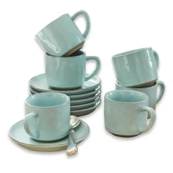 Geschirr|Geschirr^LOBERON Tasse mit Untertasse 6er Set Biarré türkis