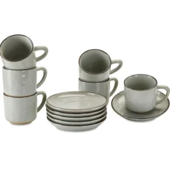 Geschirr|Geschirr^LOBERON Tasse mit Untertasse 6er Set Biarré grau