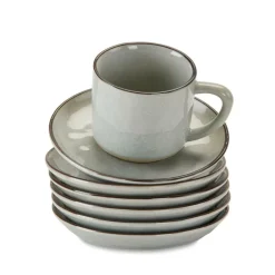 Geschirr|Geschirr^LOBERON Tasse mit Untertasse 6er Set Biarré grau
