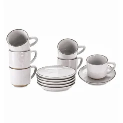 Geschirr|Geschirr^LOBERON Tasse mit Untertasse 6er Set Biarré weiß
