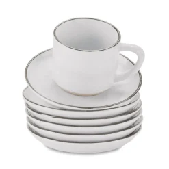 Geschirr|Geschirr^LOBERON Tasse mit Untertasse 6er Set Biarré weiß