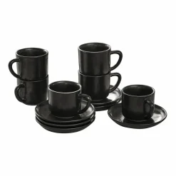Geschirr|Geschirr^LOBERON Tasse mit Untertasse 6er Set Biarré schwarz