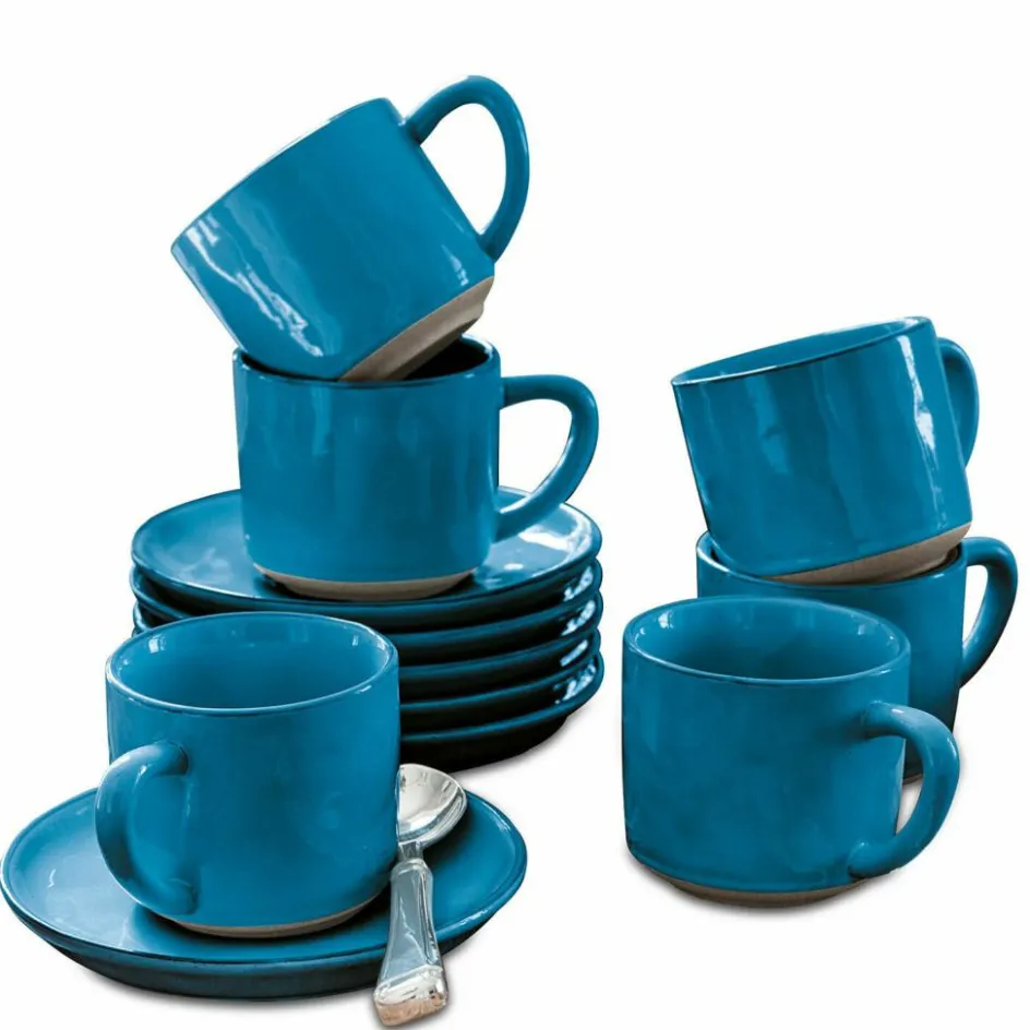 Geschirr|Geschirr^LOBERON Tasse mit Untertasse 6er Set Biarré blau