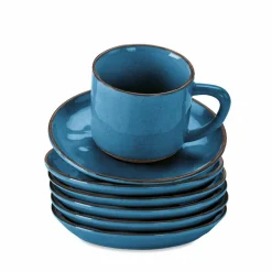 Geschirr|Geschirr^LOBERON Tasse mit Untertasse 6er Set Biarré blau