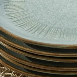 Geschirr|Geschirr^LOBERON Teller 6er Set Périers türkis/braun