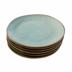 Geschirr|Geschirr^LOBERON Teller 6er Set Périers türkis/braun