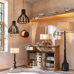 Tischlampen|Tischlampen^LOBERON Tischlampe Caribou leinen/braun